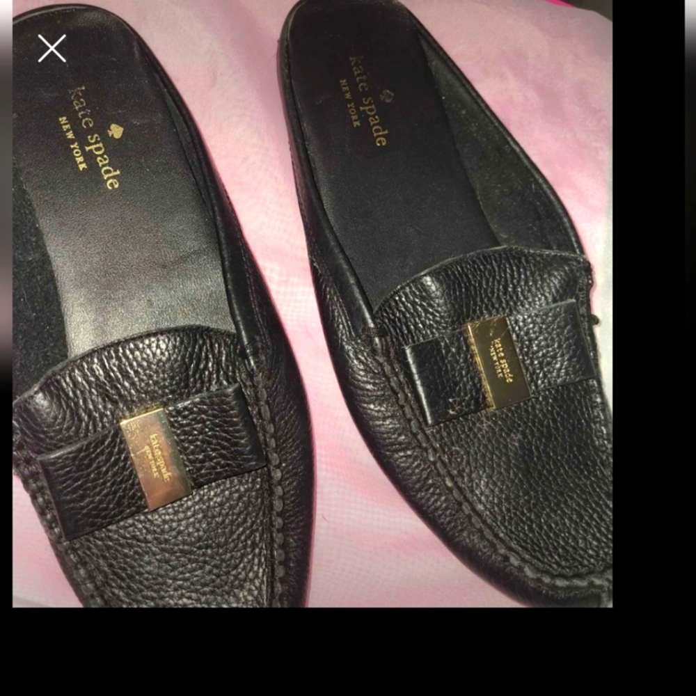 Kate Spade black slideon flats loafers